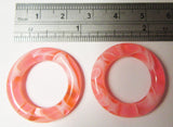 Pair Pink Marble Light Acrylic Seamless Segment Hoops Rings Plugs 4 gauge 4g - I Love My Piercings!