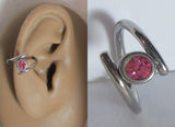 Surgical Steel Pink Gem Double Hoop Wrap Seamless Ring 14 gauge 14g 10 mm - I Love My Piercings!