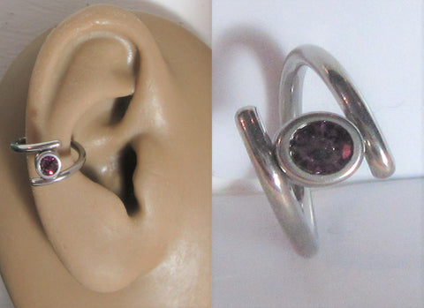 Surgical Steel Purple Gem Double Hoop Wrap Seamless Ring 14 gauge 14g 10 mm - I Love My Piercings!