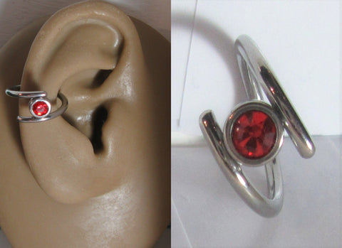 Surgical Steel Red Gem Double Hoop Wrap Seamless Ring 14 gauge 14g 10 mm - I Love My Piercings!