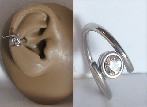 Surgical Steel Clear Gem Double Hoop Wrap Seamless Ring 14 gauge 14g 10 mm - I Love My Piercings!