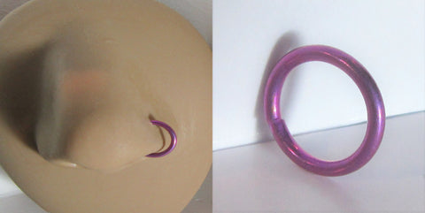 Light Purple Niobium Seamless Continuous Nose Nostril Hoop Ring 16 gauge 16g - I Love My Piercings!