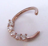 18k Rose Gold Plated Clear Gems CZ Cartilage Hoop Ring Seamless 16 gauge 16g - I Love My Piercings!