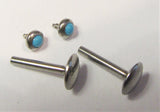 Pair Turquoise Stone Surgical Steel Studs Posts Bars 16 gauge 16g 8 mm Long - I Love My Piercings!