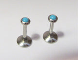 Pair Turquoise Stone Surgical Steel Studs Posts Bars 16 gauge 16g 8 mm Long - I Love My Piercings!