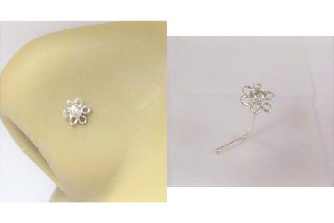 Daisy Flower Nose Ring Stud Pin L Shape Sterling Silver 22 gauge 22g - I Love My Piercings!