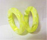 Pair Yellow Marble Light Acrylic Seamless Segment Hoops Rings Plugs 4 gauge 4g - I Love My Piercings!