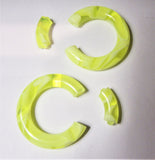 Pair Yellow Marble Light Acrylic Seamless Segment Hoops Rings Plugs 4 gauge 4g - I Love My Piercings!