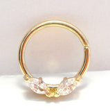 18k Gold Plated Marquise Crystal Seamless Hoop Cartilage Ring 16 gauge 16g 10 mm - I Love My Piercings!