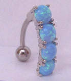 Steel Curved Barbell Blue Opalite Clit Clitoral Hood VCH Jewelry Ring 14 gauge 14g - I Love My Piercings!