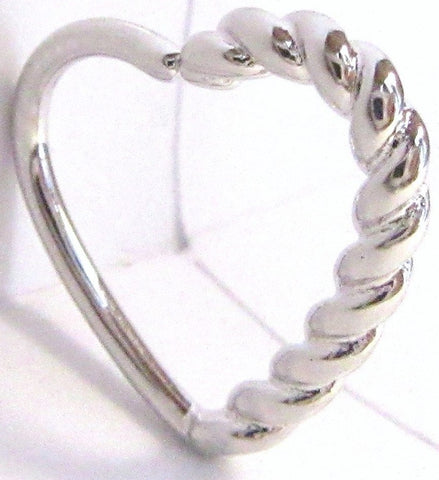 Surgical Steel Rope Heart Cartilage Hoop Ring Seamless 16 gauge 16g 10 mm - I Love My Piercings!