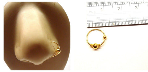 14k Gold Plated Nose Bali Ball Fancy Hoop Jewelry 20 gauge 20g - I Love My Piercings!