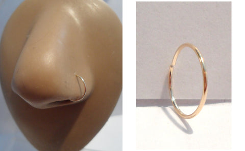 10k Yellow Real Gold Seamless Small Nose Hoop Ring Stud 22 gauge 22g - I Love My Piercings!