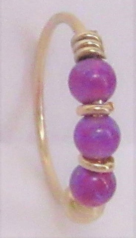 10K Yellow Gold Purple Beaded Seamless Hoop 20 gauge 20g - I Love My Piercings!