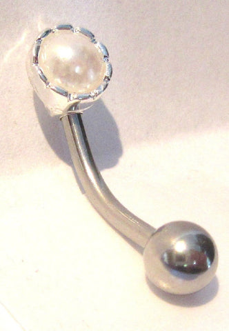 Surgical Steel White Pearl Cup Clit VCH Jewelry Hood Ring Bar 14 gauge 14g - I Love My Piercings!