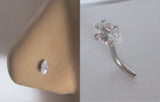 Surgical Steel Nose Stud Pin Ring L Shape Marquise Crystal Gem 18 gauge 18g - I Love My Piercings!