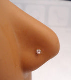 5 Sterling Silver Claw Set Clear CZ Crystal Straight Pin Nose Studs 22 gauge 22g - I Love My Piercings!