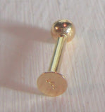 14K Yellow Gold Not Plated Push Pin 8 mm Long Flat Back 3 mm Ball Stud 16 gauge - I Love My Piercings!