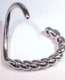 Surgical Steel Rope Heart Cartilage Hoop Ring Seamless 16 gauge 16g 10 mm - I Love My Piercings!