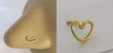 18k Gold Plated Open Heart Nose Bent L Shape Stud Pin Post 20 gauge 20g - I Love My Piercings!