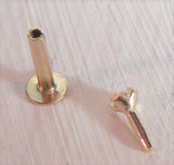 14K Yellow Gold Push Pin 6 mm Short Flat Back Stud Clear Gem 16 gauge - I Love My Piercings!