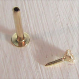 14K Yellow Gold Push Pin 8 mm Long Flat Back Stud Clear Gem 16 gauge - I Love My Piercings!